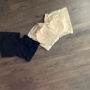 Lace Trim Women's Bike Shorts - Black and Cream